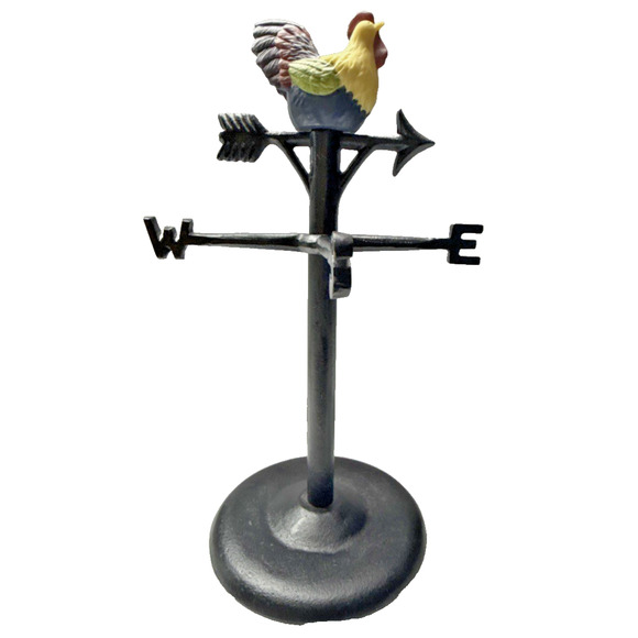 Vintage Susan Winget Cast Iron Rooster Weathervane Tabletop Farmhouse Chic - Picture 13 of 13